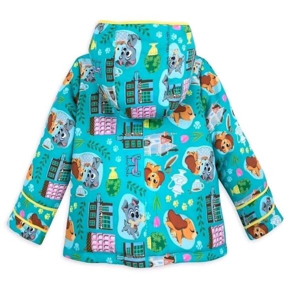Disney Zip up Hoodie Jacket Lady and The Tramp Snow Rain Blue Girls Size 5 6 - Picture 2 of 11